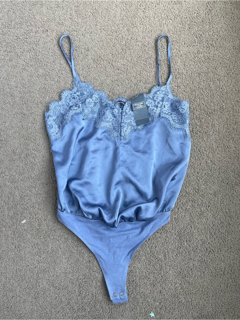 Abercrombie & Fitch Light Blue Lace Satin Bodysuit